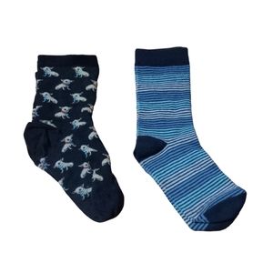 Girls Lot Of Socks 2 Pairs Stripes & Dog Print